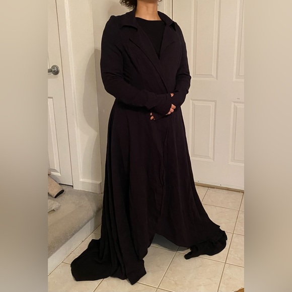 Mark & Estel Cascade Maxi Coat Long Open Drape Jersey Cardigan Oversized Jacket - Picture 5 of 9